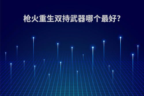 枪火重生双持武器哪个最好?