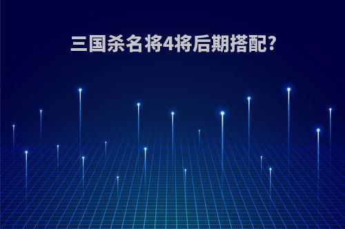 三国杀名将4将后期搭配?