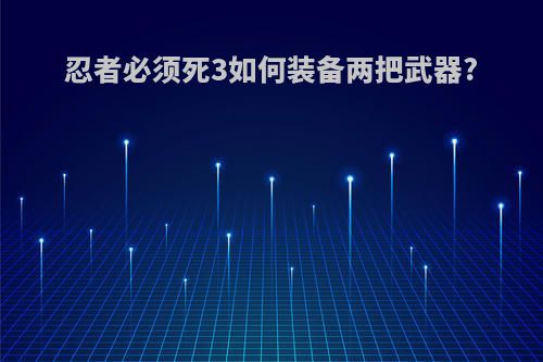忍者必须死3如何装备两把武器?