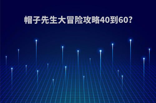 帽子先生大冒险攻略40到60?