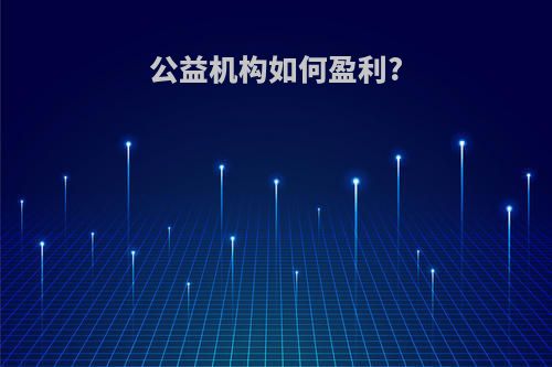 公益机构如何盈利?