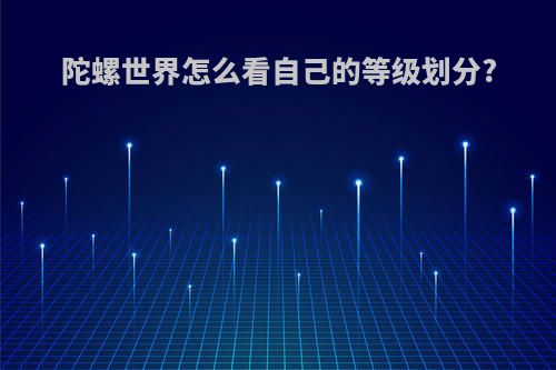 陀螺世界怎么看自己的等级划分?