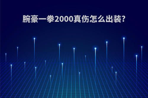 腕豪一拳2000真伤怎么出装?