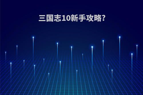 三国志10新手攻略?
