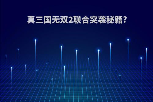 真三国无双2联合突袭秘籍?