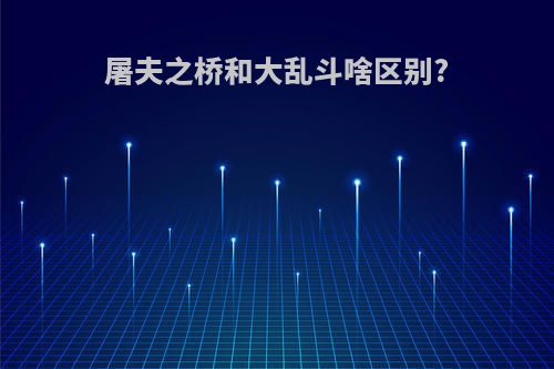屠夫之桥和大乱斗啥区别?