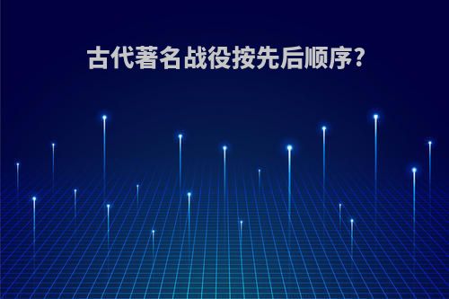 古代著名战役按先后顺序?