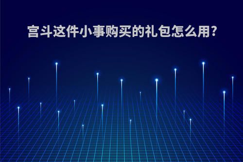 宫斗这件小事购买的礼包怎么用?