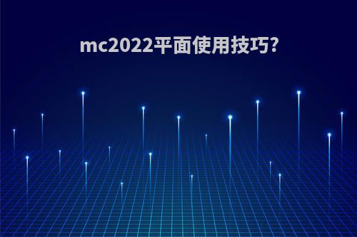 mc2022平面使用技巧?