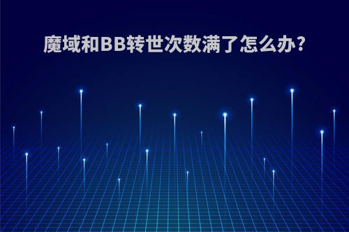 魔域和BB转世次数满了怎么办?