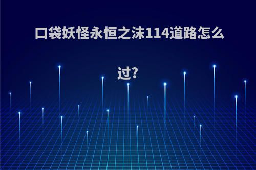口袋妖怪永恒之沫114道路怎么过?