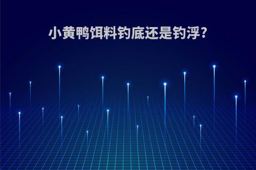 小黄鸭饵料钓底还是钓浮?