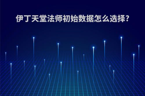 伊丁天堂法师初始数据怎么选择?
