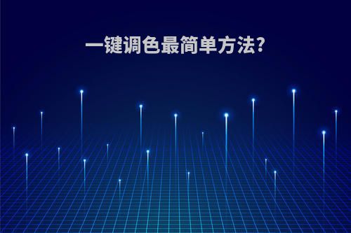 一键调色最简单方法?