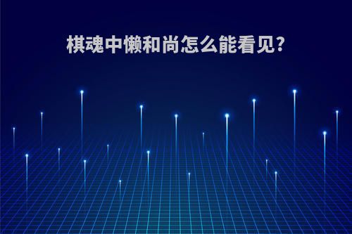 棋魂中懒和尚怎么能看见?