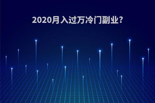 2020月入过万冷门副业?