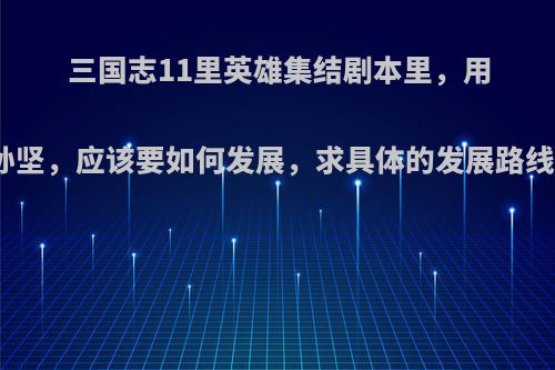三国志11里英雄集结剧本里，用孙坚，应该要如何发展，求具体的发展路线?