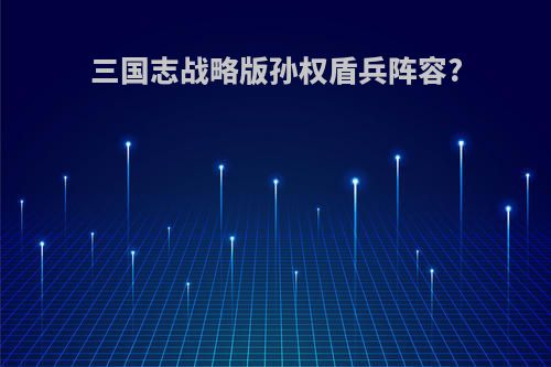 三国志战略版孙权盾兵阵容?