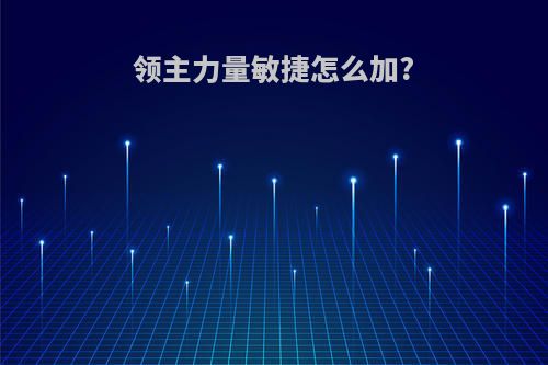 领主力量敏捷怎么加?