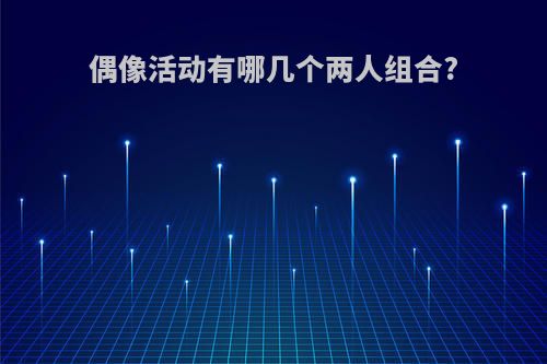 偶像活动有哪几个两人组合?