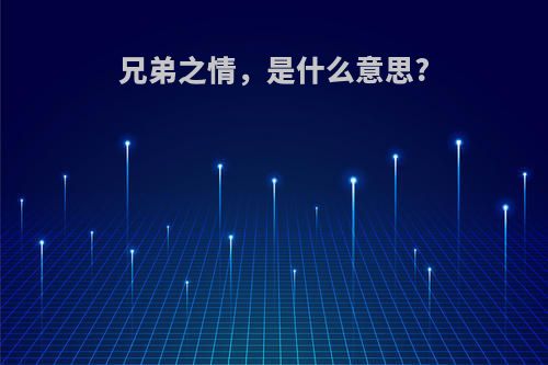 兄弟之情，是什么意思?