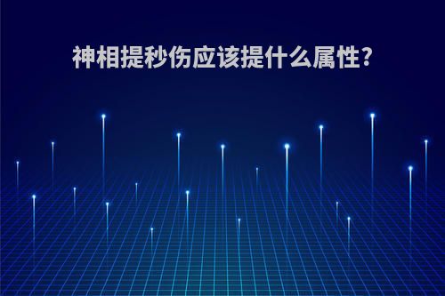 神相提秒伤应该提什么属性?