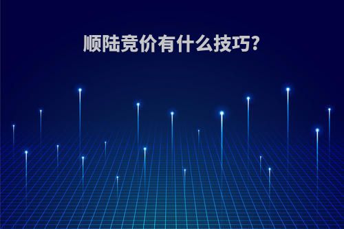 顺陆竞价有什么技巧?
