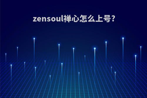zensoul禅心怎么上号?