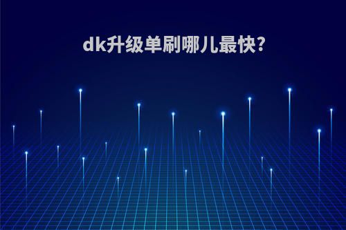 dk升级单刷哪儿最快?