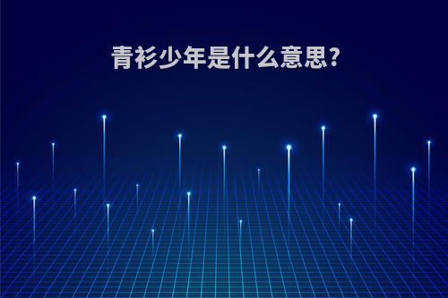 青衫少年是什么意思?