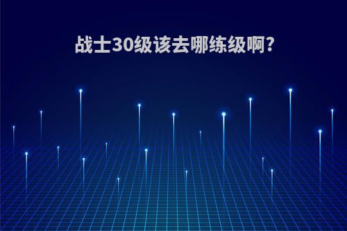 战士30级该去哪练级啊?