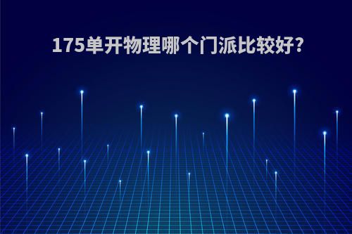 175单开物理哪个门派比较好?