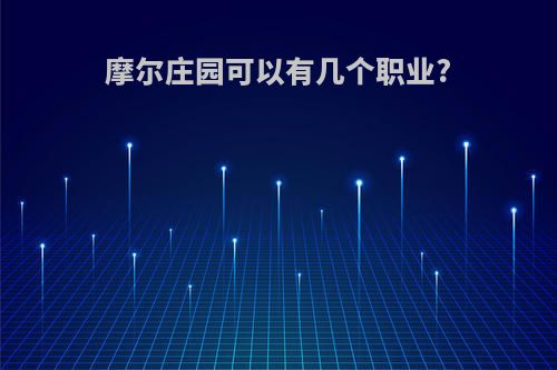 摩尔庄园可以有几个职业?