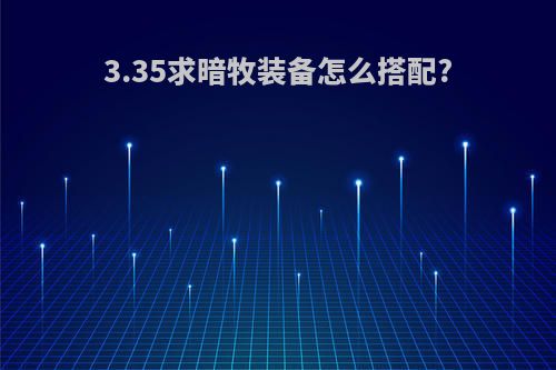 3.35求暗牧装备怎么搭配?