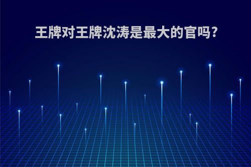 王牌对王牌沈涛是最大的官吗?