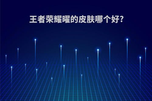 王者荣耀曜的皮肤哪个好?