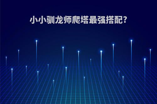 小小驯龙师爬塔最强搭配?