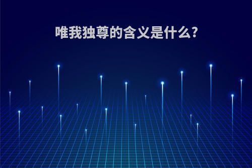 唯我独尊的含义是什么?