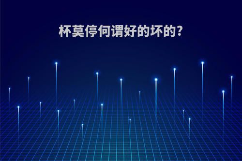 杯莫停何谓好的坏的?