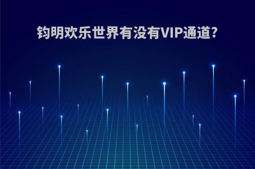 钧明欢乐世界有没有VIP通道?