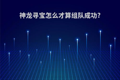 神龙寻宝怎么才算组队成功?