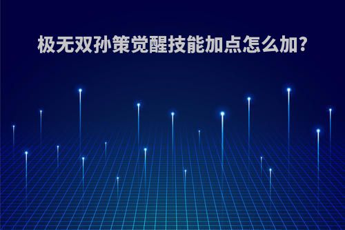 极无双孙策觉醒技能加点怎么加?