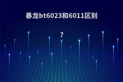 暴龙bt6023和6011区别?